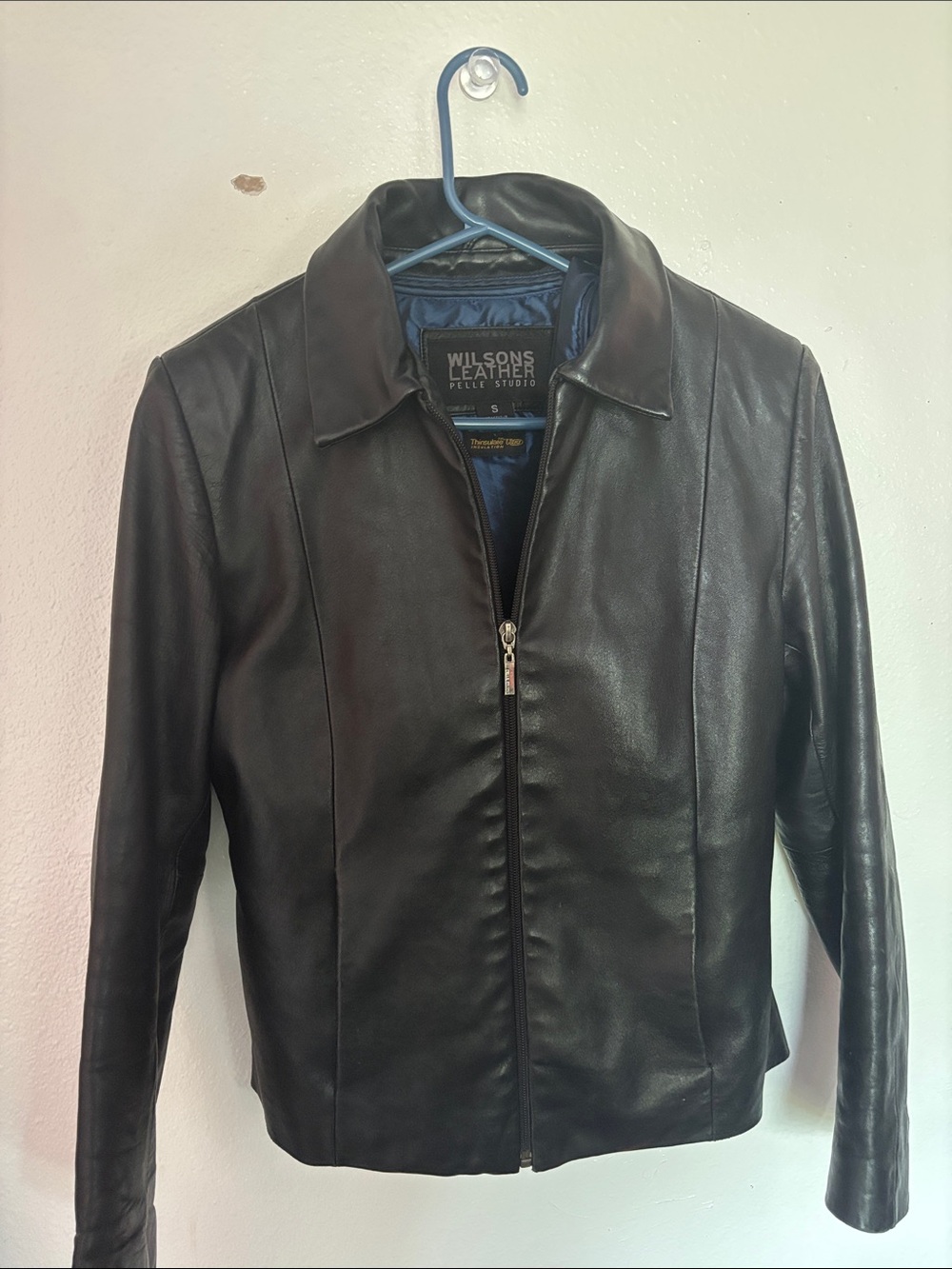 Wilsons Leather Black Smooth Zip-Front Bomber Jacket